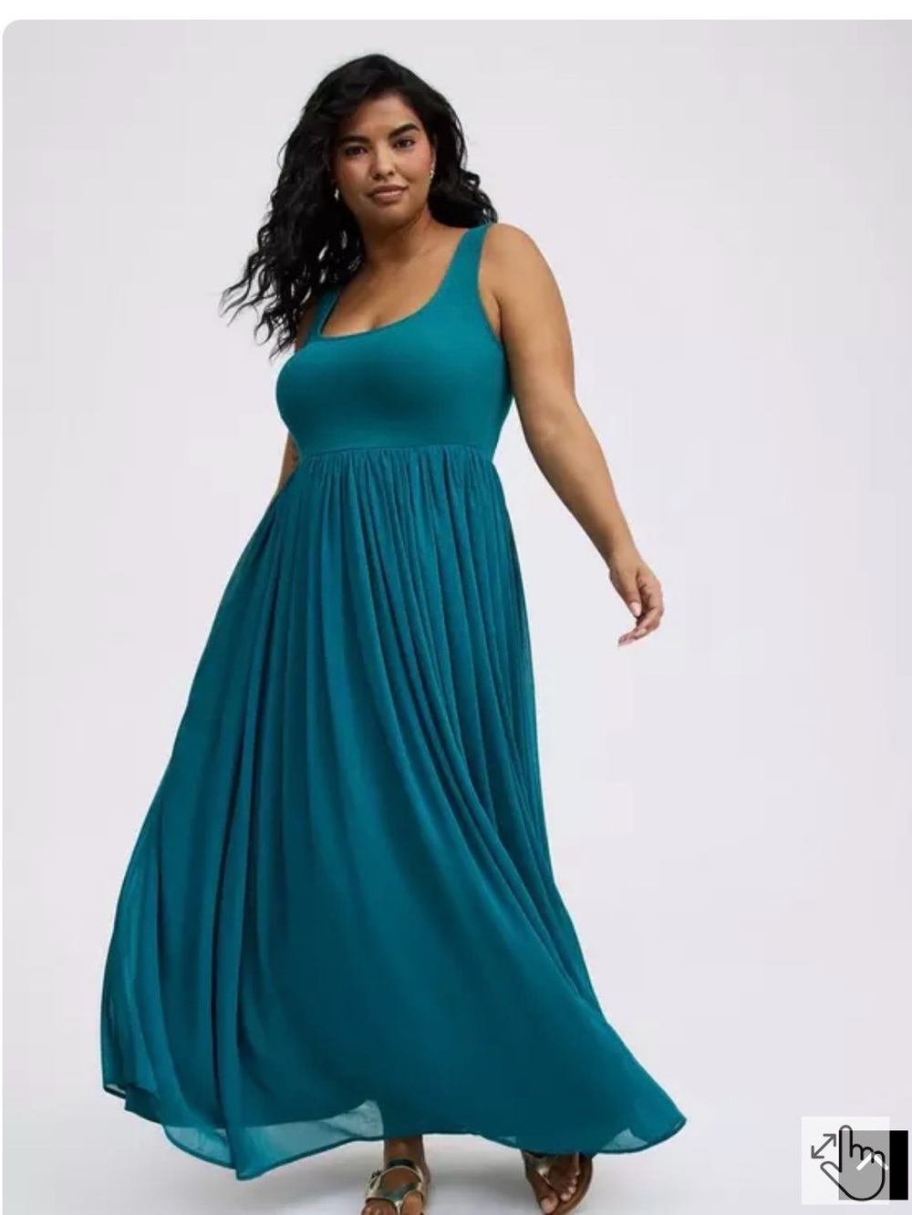 Sleeveless Teal Scoop-Neck Maxi Dress for Women